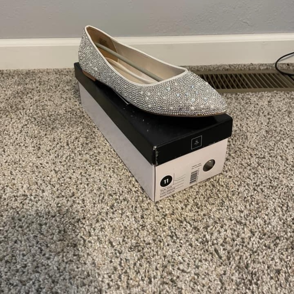 Crystal and Iridescent Stone Ballet Flats